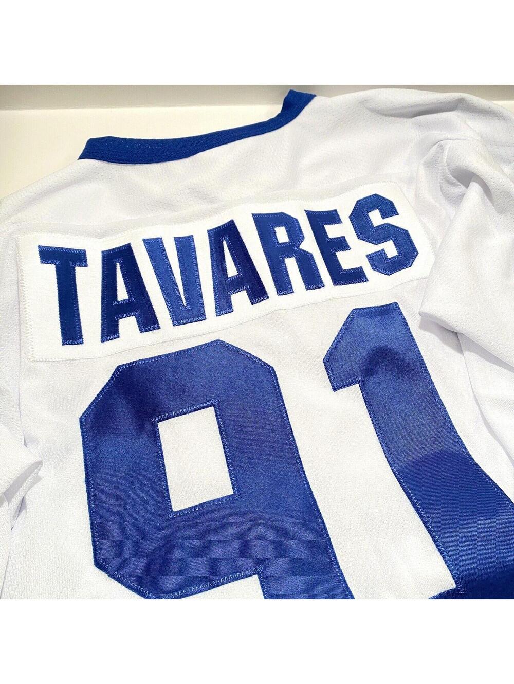 John Tavares Jersey #91 Maple Leaves Ice Hockey White & Blue Kid's Hockey Jersey - Picture 6 of 12
